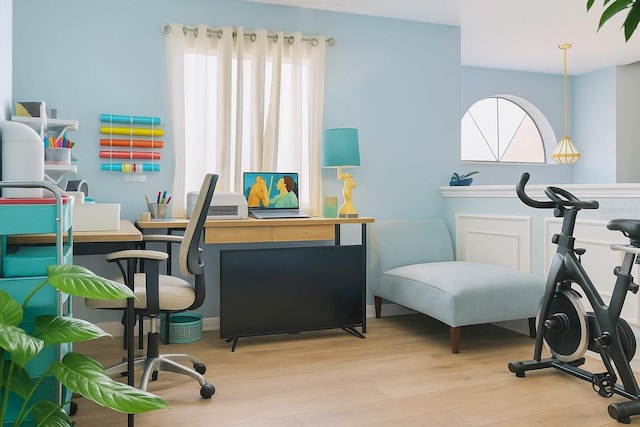 office space featuring light wood-style flooring