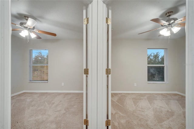 spare room featuring light carpet