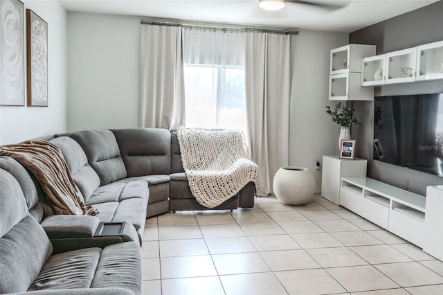 living room featuring light tile patterned flooring