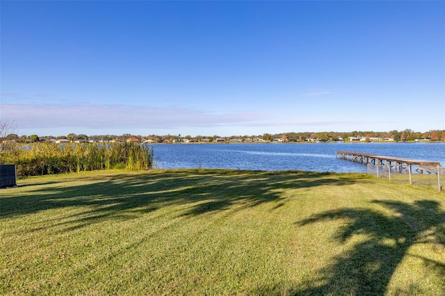 view of yard with a water view