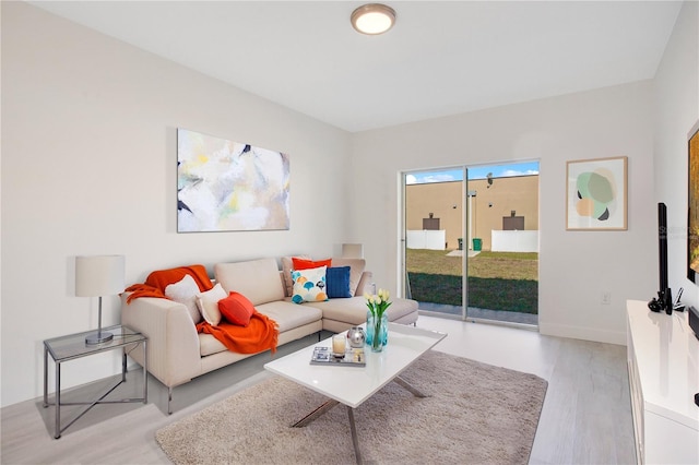 living room with light hardwood / wood-style floors