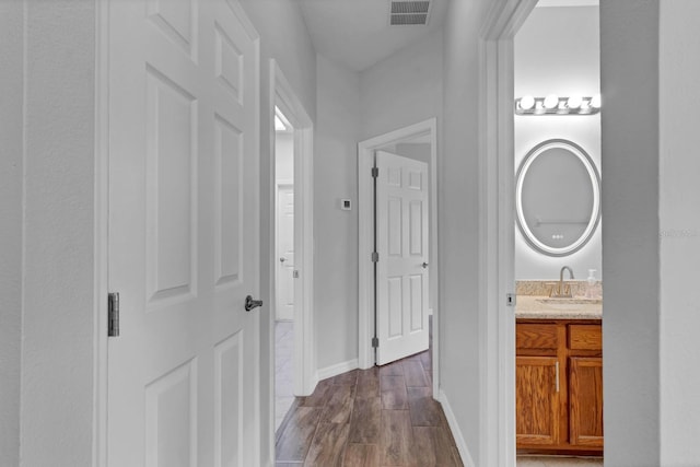 hallway with sink