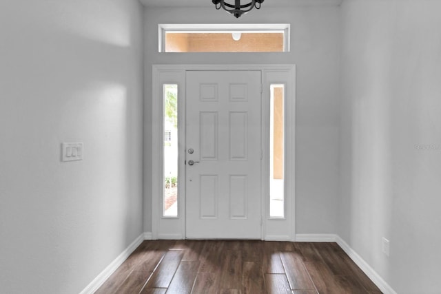 entrance foyer with dark hardwood / wood-style floors