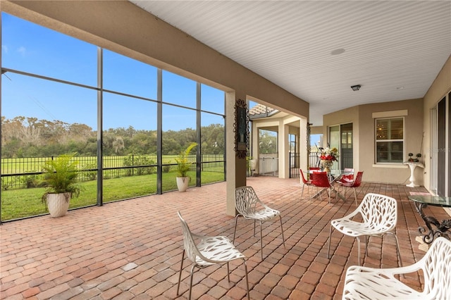 view of unfurnished sunroom