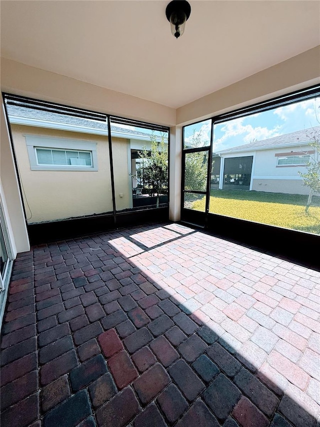 view of unfurnished sunroom