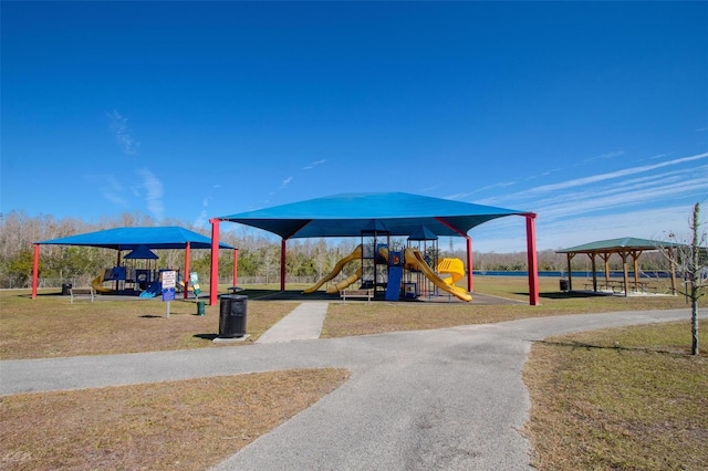 view of playground with a yard