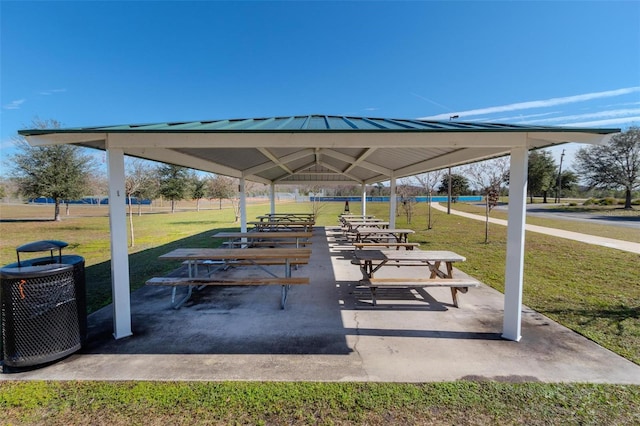 view of home's community with a gazebo and a lawn