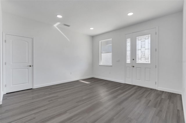 entrance foyer with wood-type flooring