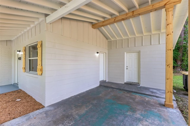 entrance to property with a patio area