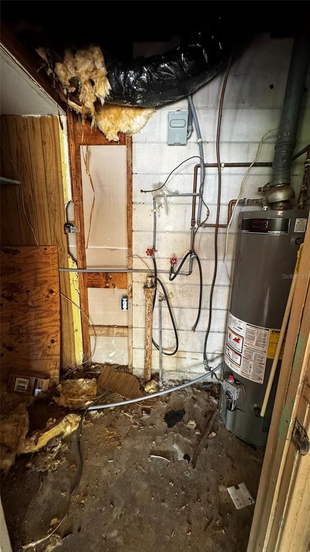 utility room featuring gas water heater