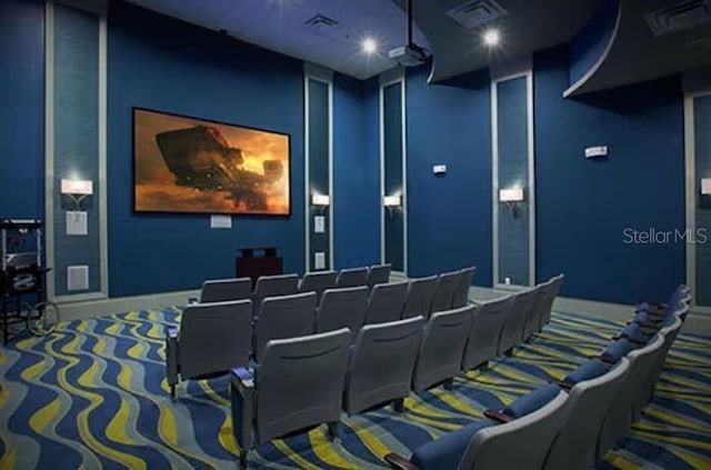 view of carpeted home theater room