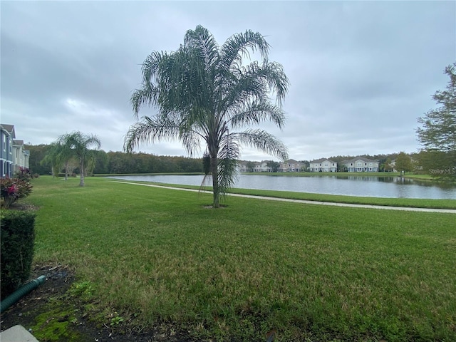 view of yard featuring a water view