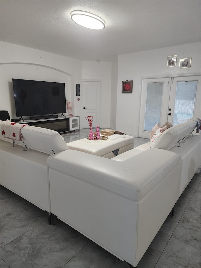 living room with french doors