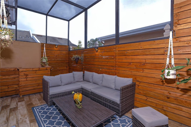 view of patio with a lanai and an outdoor hangout area