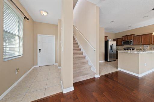 entrance foyer with light wood-type flooring