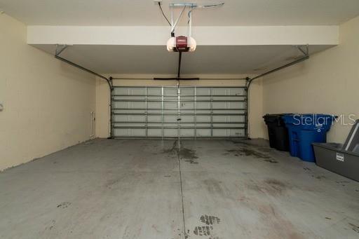 garage with a garage door opener