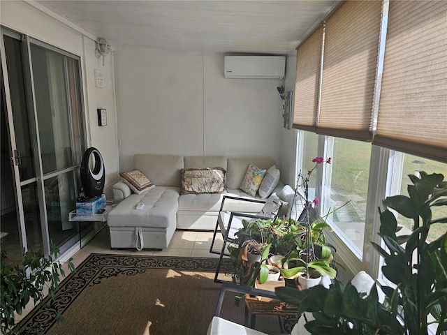 sunroom featuring a wall mounted air conditioner