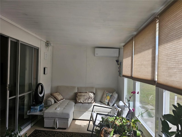 sunroom / solarium with a wall mounted AC