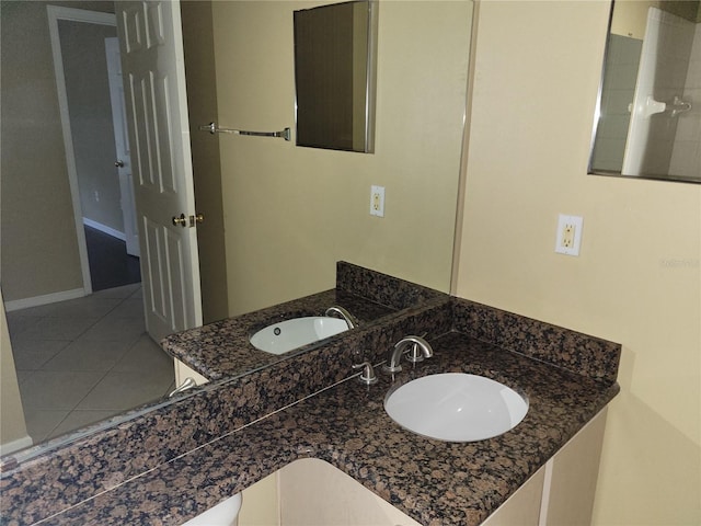 bathroom featuring vanity and tile patterned floors