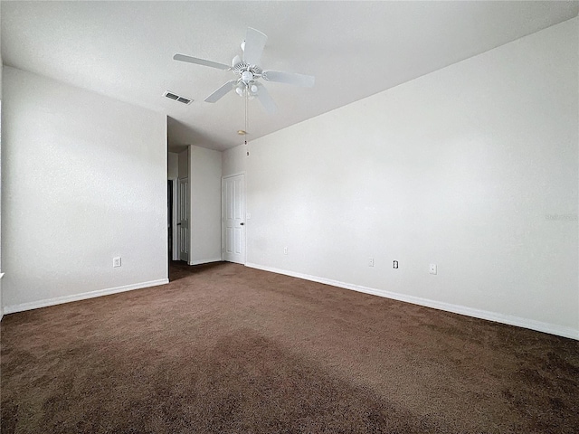 carpeted empty room with ceiling fan