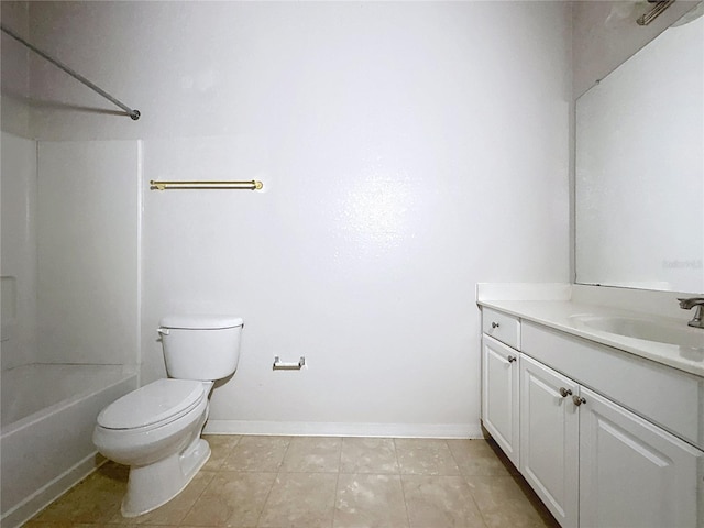 full bathroom featuring toilet, vanity, and shower / washtub combination