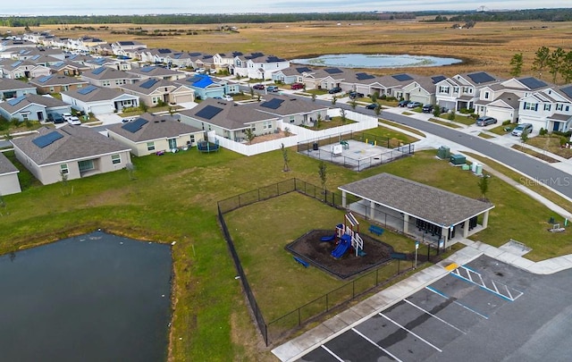 bird's eye view featuring a water view