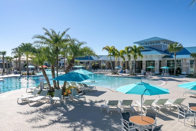 view of pool featuring a patio area