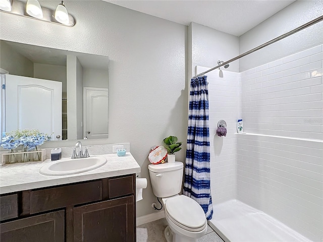 bathroom with vanity, toilet, and a shower with curtain