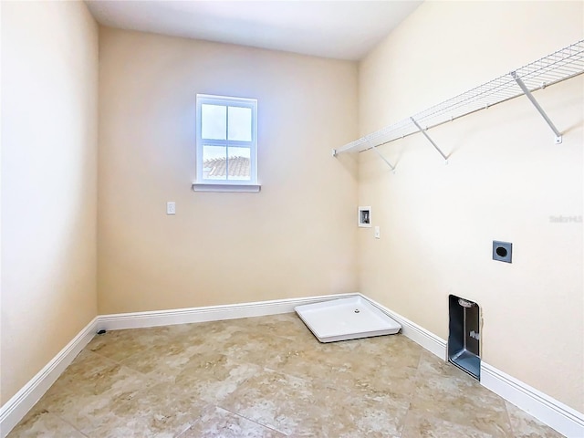 laundry area with electric dryer hookup and hookup for a washing machine