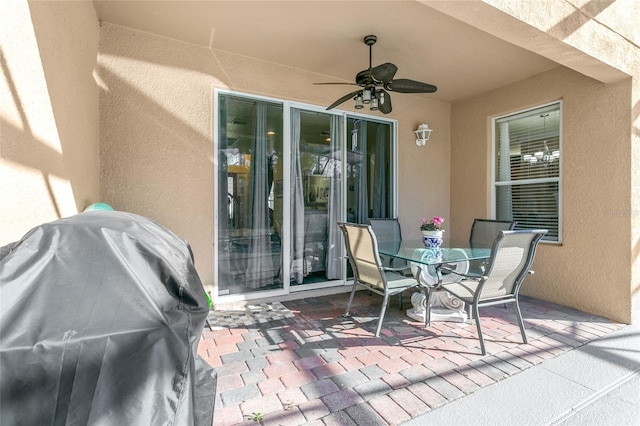 view of patio / terrace featuring grilling area and ceiling fan