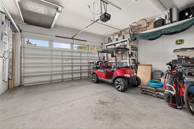 garage with a garage door opener