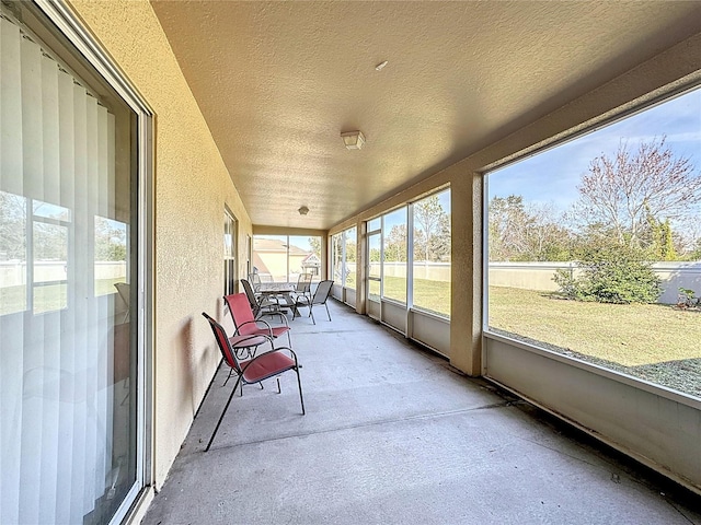 view of unfurnished sunroom