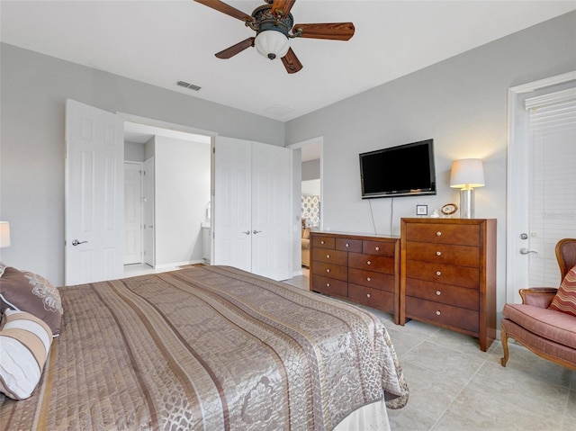 bedroom featuring ceiling fan