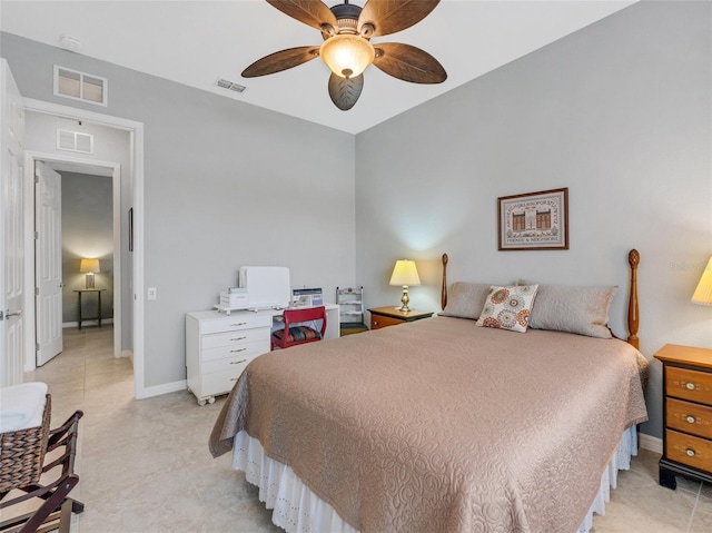 bedroom featuring ceiling fan