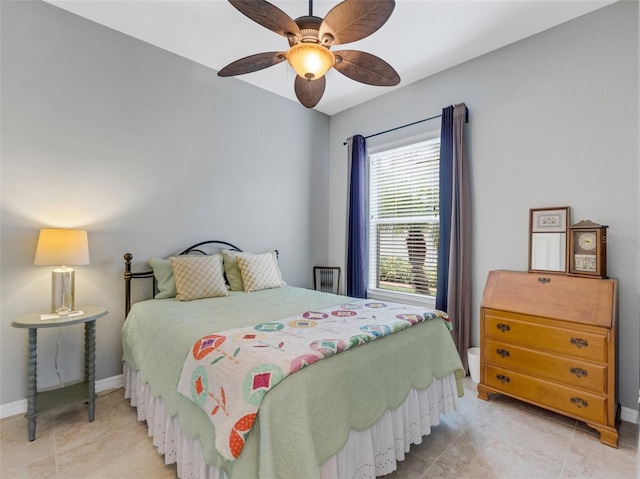 bedroom featuring ceiling fan