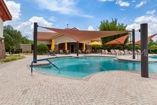 view of swimming pool featuring a patio