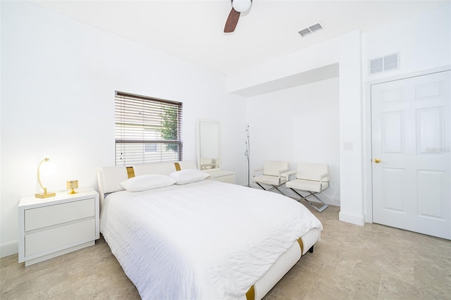 bedroom featuring ceiling fan