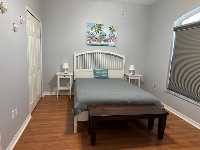 bedroom featuring a closet and hardwood / wood-style floors