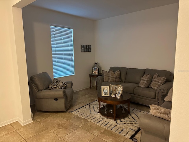 view of tiled living room