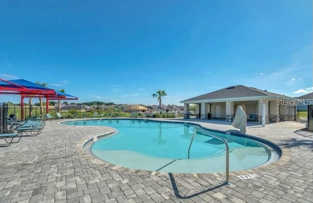 view of pool featuring a patio