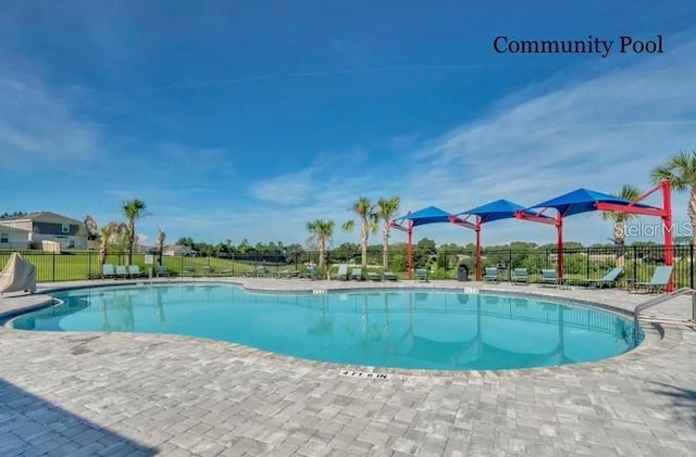 view of swimming pool with a patio