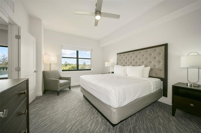 bedroom featuring ceiling fan