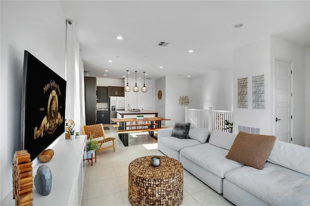 view of tiled living room