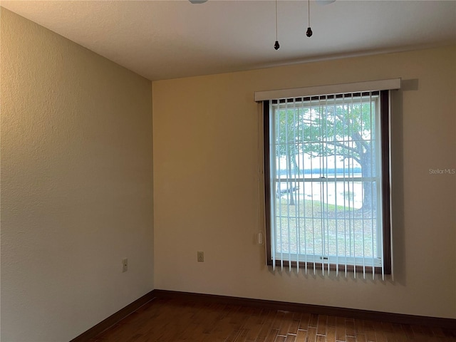 empty room featuring dark hardwood / wood-style flooring