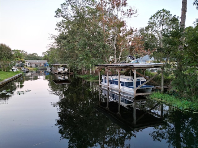 view of dock featuring a water view