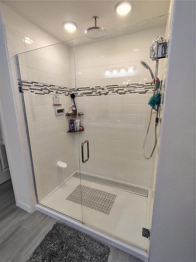 bathroom featuring walk in shower