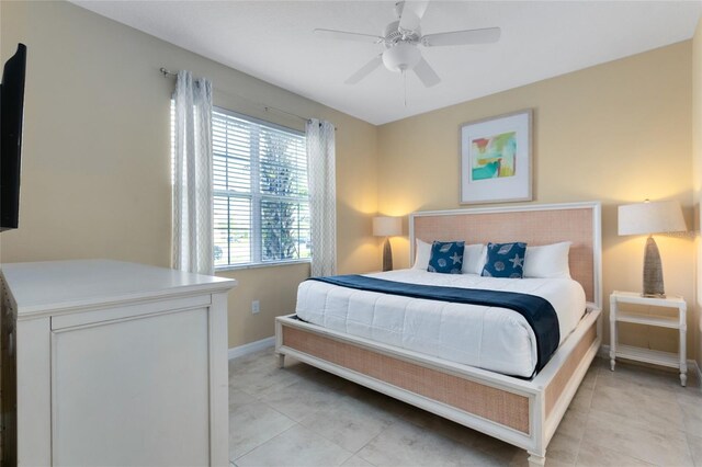 bedroom featuring ceiling fan