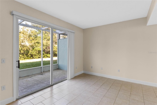 interior space featuring light tile patterned flooring