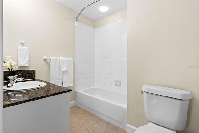 full bathroom with tile patterned flooring, vanity, toilet, and shower / bath combination