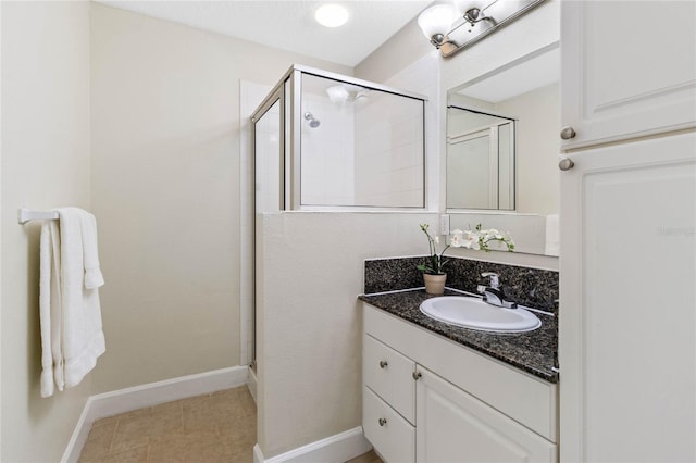 bathroom with vanity and an enclosed shower